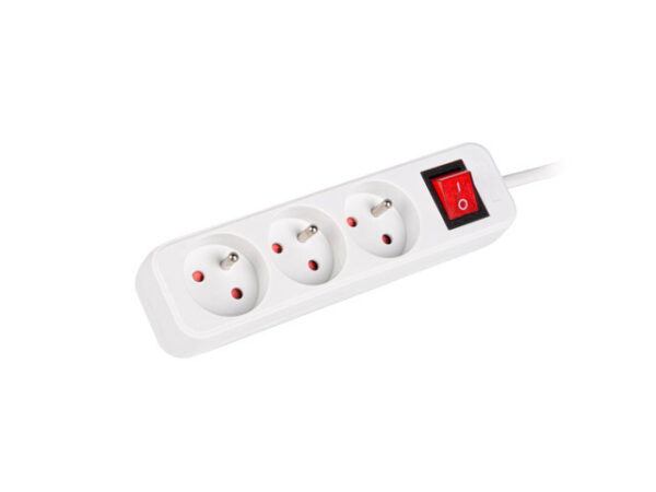 LANBERG POWER STRIP 3M WHITE, 3X 230V PL, WITH SWITCH