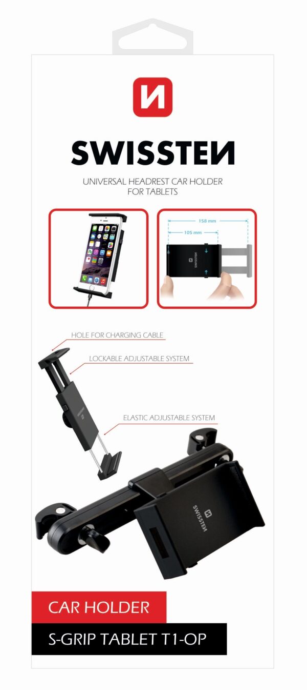 Swissten S-Grip T1-OP Universal Car Seat Holder For Tablets / Phones / GPS - Image 4