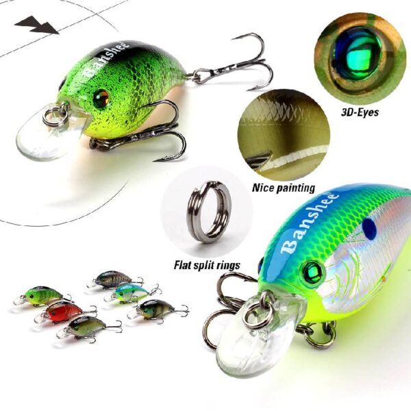 Vobleris Banshee Crankbait Bass 60mm 10g VC01 Black Back, Plūdrus - Image 3