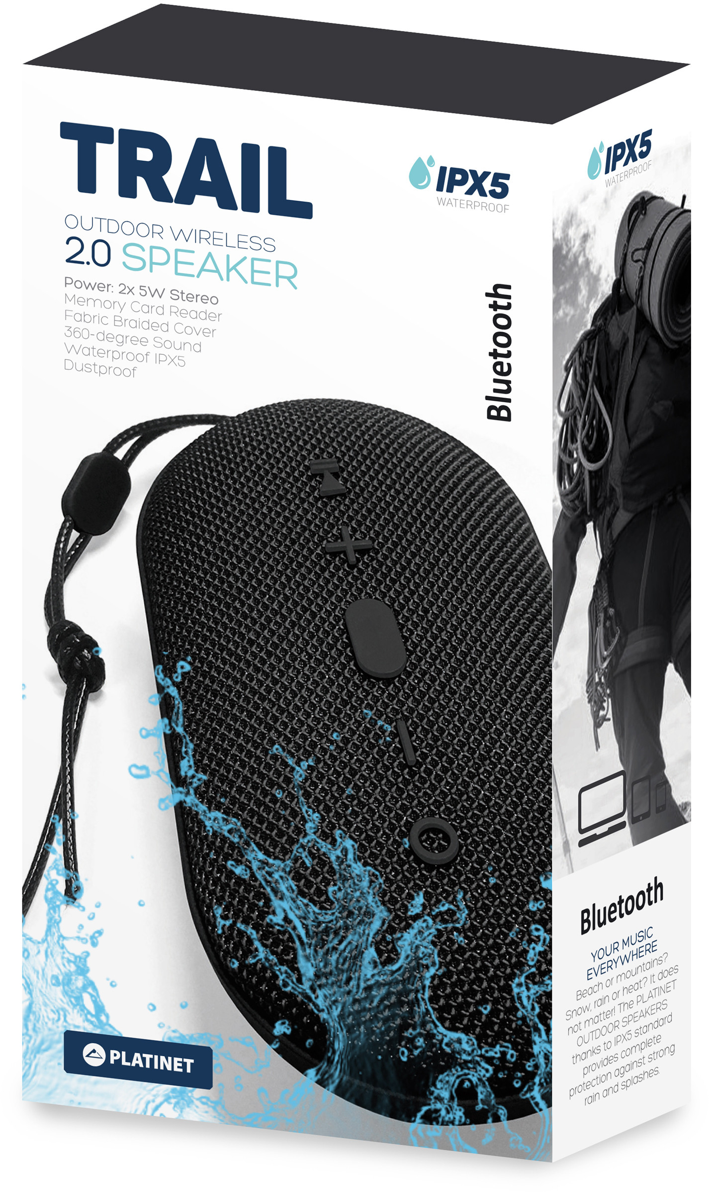 Platinet wireless speaker Trail PMG12 BT, black (44482) - Image 5