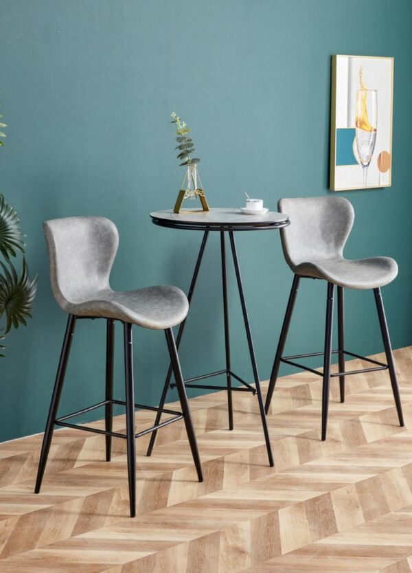 SET 2 SCAUNE DE BAR RETRO - LIGHT GREY - Image 4