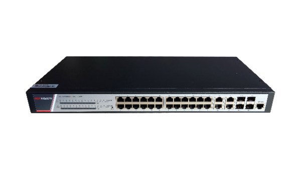 SWITCH 24PORT GIGABIT POE FULL MANAGED, "DS-3E2528P(B)" (timbru verde 2 lei)
