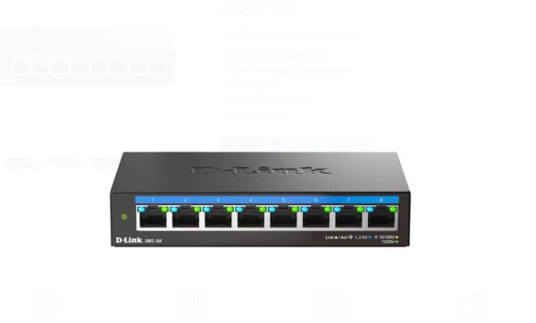 D-Link DMS 108 - P�ep�na� - ne��zen� - 8 x 10/100/1000/2.5G - desktop, pro p�ipevn�n� na ze� - Image 2