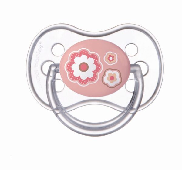 CANPOL BABIES Orthodontic silicone soother  0-6 months (1 pc) Newborn baby 22/565 pink flowers