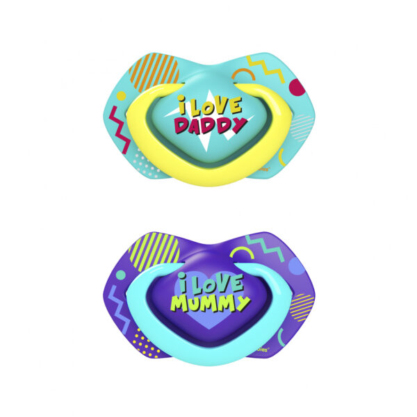 CANPOL BABIES silicone symmetrical soothers NEON LOVE, 6-18m, 2 pcs, 22/653_blu