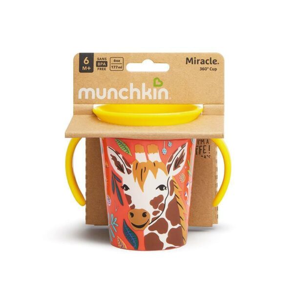 MUNCHKIN WildLove Trainer Cup, Miracle 360,  6m+, 177 ml, giraffe, 05183301 - Image 3