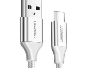 CABLU alimentare si date Ugreen, "US288", Fast Charging Data Cable pt. smartphone, USB la USB Type-C 3A, nickel plating, braided, 2m, alb "60133" (timbru verde 0.08 lei) - 6957303861330