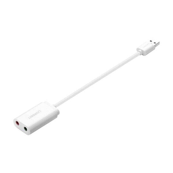 PLACA de SUNET Ugreen, "US205" extern, interfata USB 2.0, conectori 2 x jack 3.5 mm, alb "30143" (include timbru verde 0.18 lei) - 6957303831432