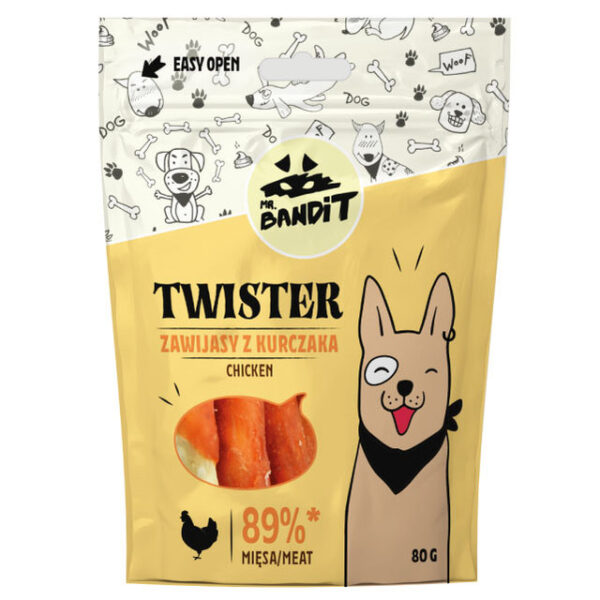 MR.BANDIT TWISTER CHICKEN STICKS 80G/VĪTAS VISTAS NŪJIŅAS 6410