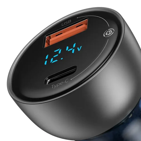 Baseus Car Charger Particular Digital Display C+U, PD 3.0 QC 4.0+, SCP, PPS, 5A, 65W Silver (CCKX-C0A)