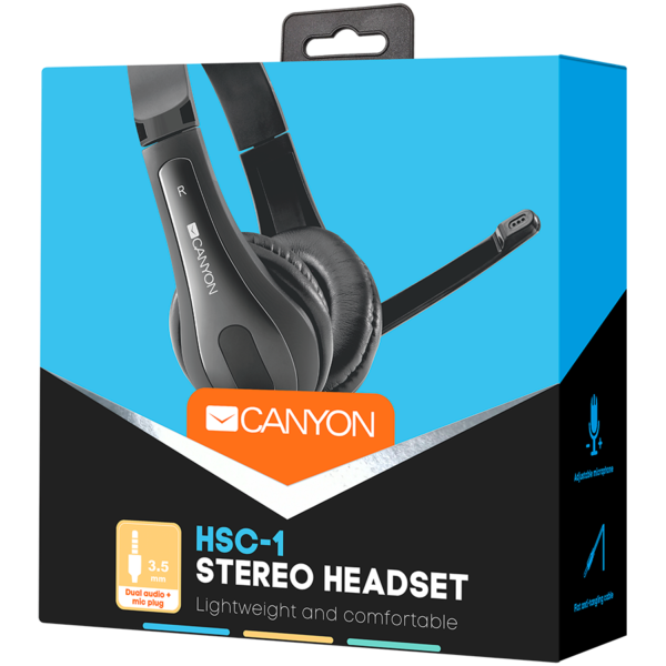 CANYON PC headset HSC-1 PC Mic Flat 2m Black - Image 6