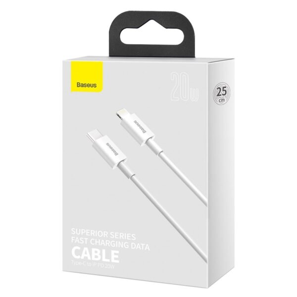 Baseus Superior Series Cable USB-C to Lightning, 20W, PD, 0,25m (white) - Image 7