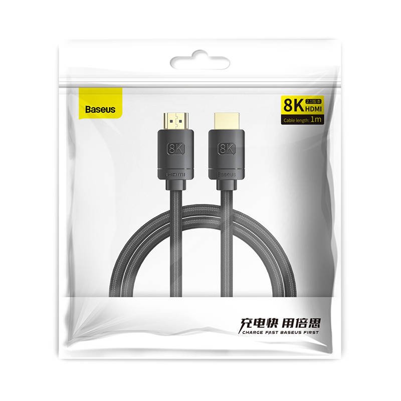 CABLU video Baseus High Definition, HDMI(T) la HDMI(T), versiunea 2.1, rezolutie maxima 8K UHD (7680 x 4320) la 60 Hz, conectori auriti, 1m, negru "CAKGQ-J01" (timbru verde 0.18 lei) - 6953156204157 - Image 2