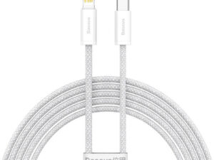 CABLU alimentare si date Baseus Dynamic, Fast Charging Data Cable pt. smartphone, USB Type-C la Lightning Iphone PD 20W, braided, 2m, alb "CALD000102" (timbru verde 0.18 lei) - 6932172601935
