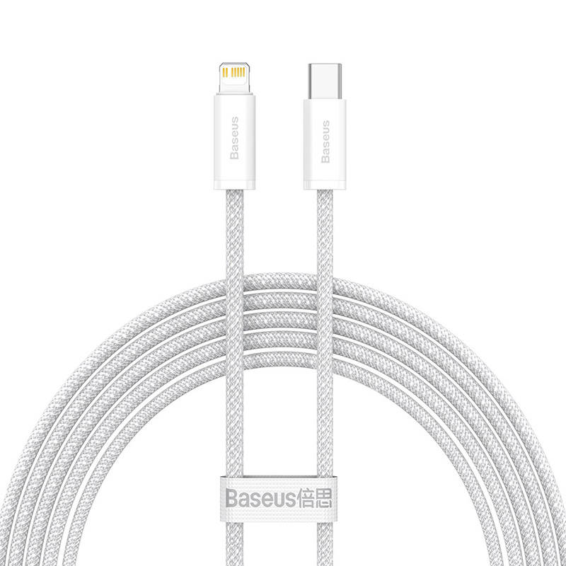 CABLU alimentare si date Baseus Dynamic, Fast Charging Data Cable pt. smartphone, USB Type-C la Lightning Iphone PD 20W, braided, 2m, alb "CALD000102" (timbru verde 0.18 lei) - 6932172601935