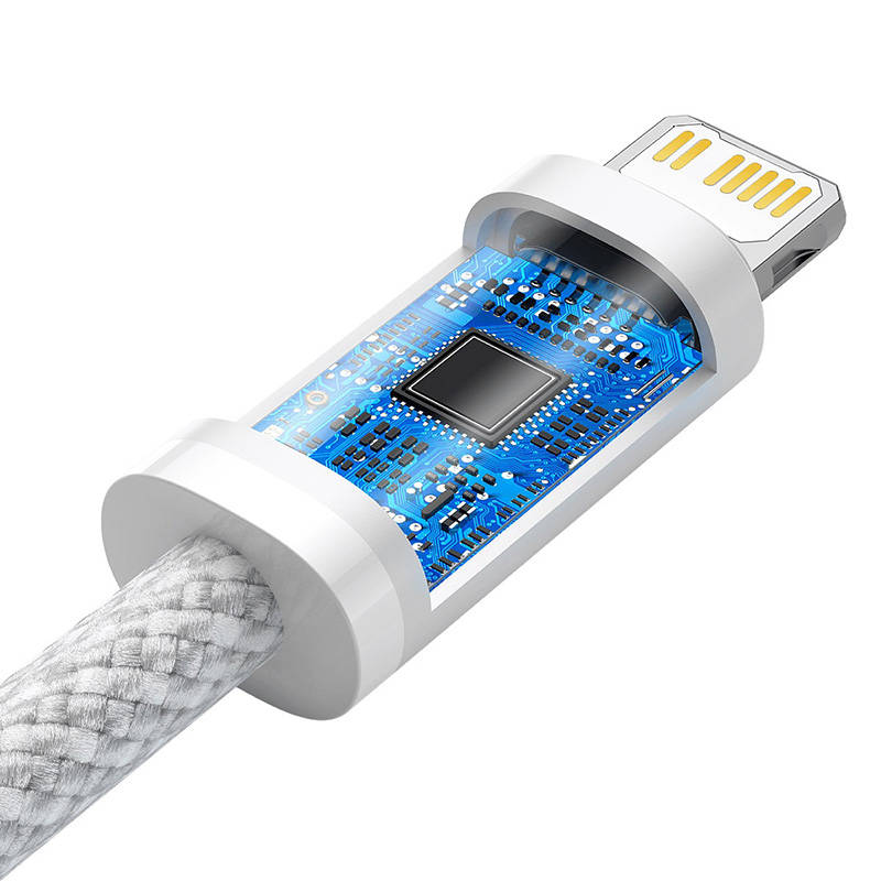 CABLU alimentare si date Baseus Dynamic, Fast Charging Data Cable pt. smartphone, USB Type-C la Lightning Iphone PD 20W, braided, 2m, alb "CALD000102" (timbru verde 0.18 lei) - 6932172601935 - Image 4