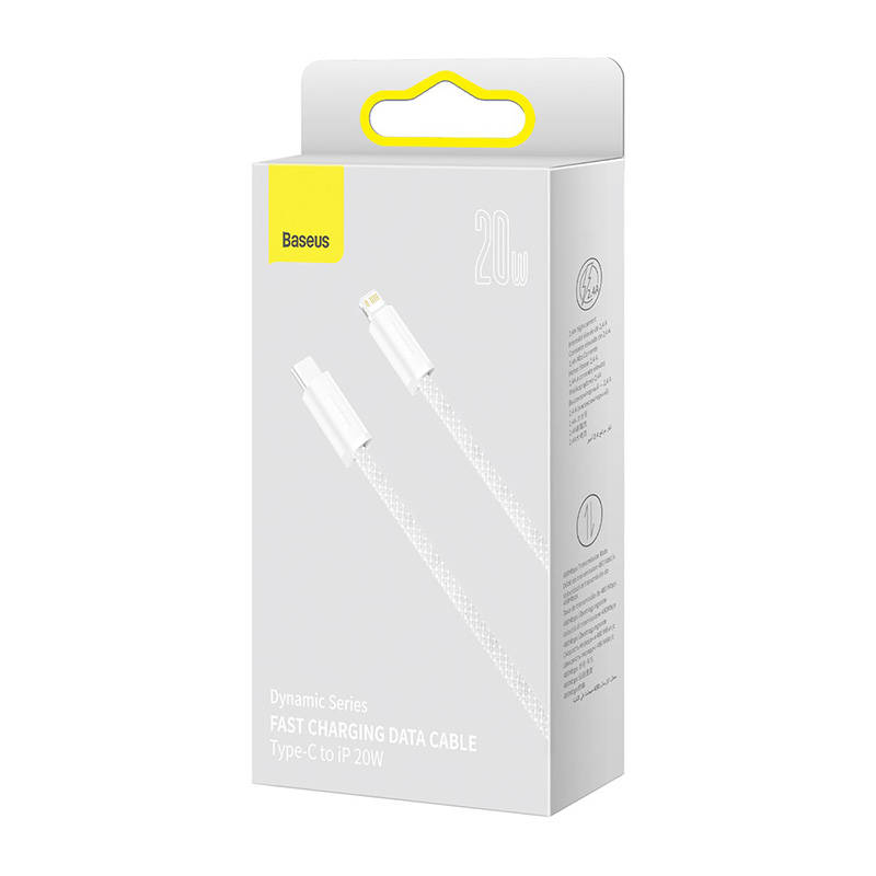 CABLU alimentare si date Baseus Dynamic, Fast Charging Data Cable pt. smartphone, USB Type-C la Lightning Iphone PD 20W, braided, 2m, alb "CALD000102" (timbru verde 0.18 lei) - 6932172601935 - Image 6