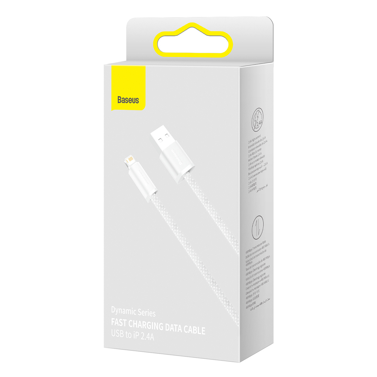 CABLU alimentare si date Baseus Dynamic Series, Fast Charging Data Cable pt. smartphone, USB la Lightning Iphone 2.4A, 1m, braided, alb "CALD000402" (timbru verde 0.18 lei) - 6932172602024 - Image 4