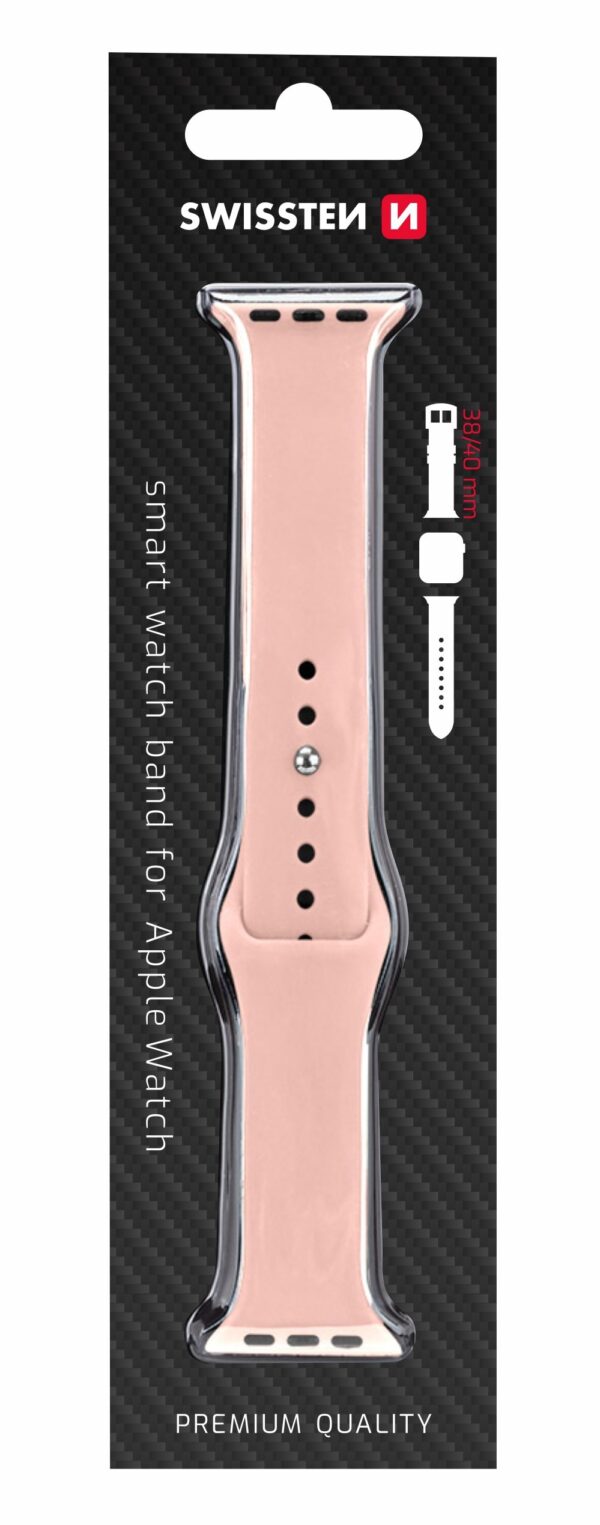 Swissten Silicone Band for Apple Watch 1/2/3/4/5/6/SE / 38 mm / 40 mm / Pink - Image 2