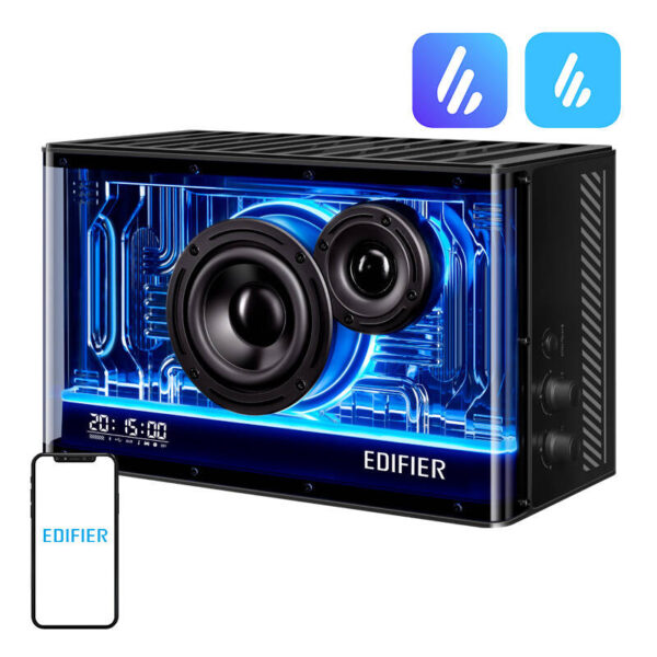 BOXE EDIFIER Gaming desktop, RMS: 40W, Bluetooth 5.3, USB-C, USB-A, AUX, EQs preset 3 moduri, RGB 7 culori, GaN charger 35W, black, "QD35-BK"  (timbru verde 0.8 lei) - Image 2