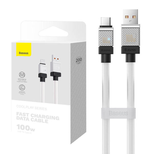 CABLU alimentare si date Baseus, Fast Charging Data Cable pt. smartphone, USB (T) la USB Type-C (T), 100W, 2m, alb, "CAKW000702" (include TV 0.18lei) - 6932172626853 - Image 4