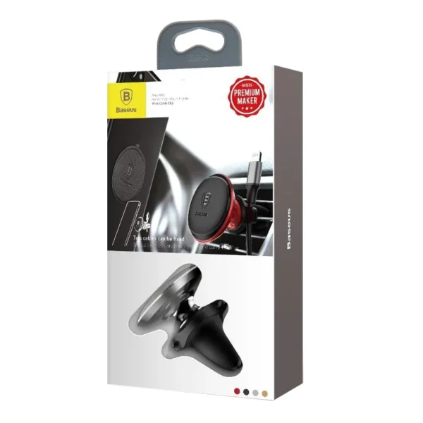 SUPORT AUTO Baseus OS pt. SmartPhone, fixare grilaj ventilatie, magnetic, 2 x clips cablu, negru "SUGX020001" - 6932172627003 - Image 7