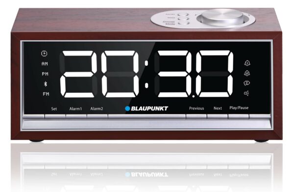 BLAUPUNKT CR60BT Bluetooth Radio Alarm Clock, brown wood