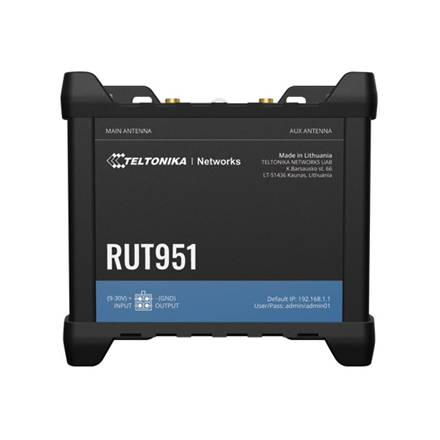 ROUTER LTE Teltonika "RUT951", 1 x WAN port 10/100 Mbps, 3 x LAN port 10/100 Mbps, Wi-Fi 802.11b/g/n, 4G (LTE) Cat 4 viteza max. 150 Mbps, 3G 21 Mbps, 2G 236.8 kbps "RUT951000000" (timbru verde 0.8 lei)