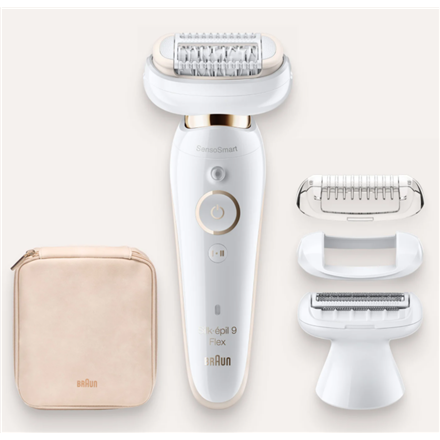 Braun | Epilator | Silk-epil 9 Flex SES9002 | Operating time (max) 40 min | Bulb lifetime (flashes) Not applicable | Number of power levels 2 | Wet & Dry | White/Gold - Image 2