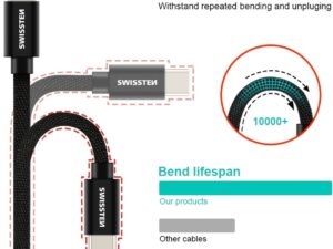 Swissten Textile Universal Quick Charge 3.1 USB-C to USB-C Data and Charging Cable 2m