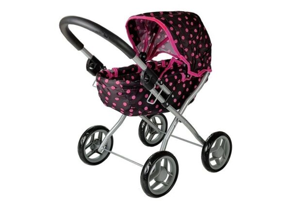 Doll Stroller Alice Black-Pink Dotted