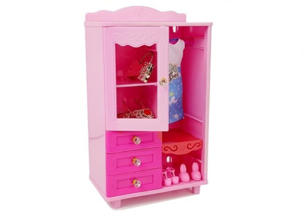 Doll + Furniture Set Bed Wardrobe Dressing table - Image 7