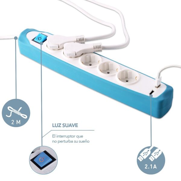 Electraline 62160 Multisocket 5P 2xUSB 2m