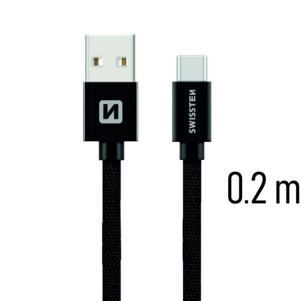Swissten Textile Universal Quick Charge 3.1 USB-C Data and Charging Cable 20 cm - Image 2