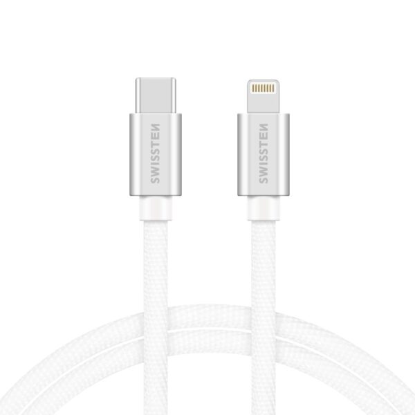 Swissten datový kabeltextile usb-c / lightning 2,0 m stříbrný - Image 3