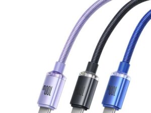 CABLU alimentare si date Baseus Crystal Shine, Fast Charging Data Cable pt. smartphone, USB la USB Type-C 100W, 2m, braided, negru "CAJY000501" (timbru verde 0.18 lei) - 6932172602833