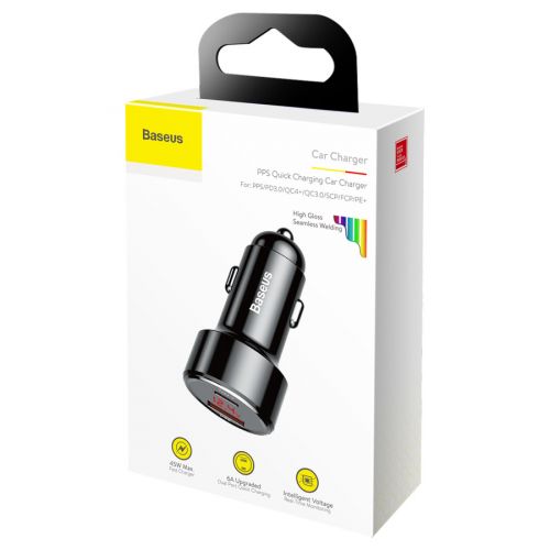 INCARCATOR AUTO Baseus Magic Series PPS,1xUSB Output 4.5V/5A,1 x USB Type-C Output 5V/3A,total output 45W,6A,pt. bricheta auto,afisaj digital,negru"CCMLC20C-01" (timbru verde 0.18 lei)-6953156293182 - Image 7