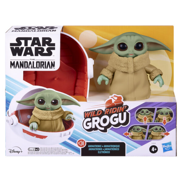 � Star Wars - Le Mandalorien - Figurine interactive Grogu et son landau 12cm