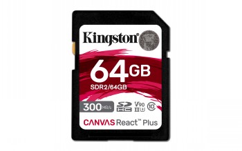 Kingston paměťová karta 64GB Canvas React Plus SDXC UHS-II 300R/260W U3 V90 for Full HD/4K/8K