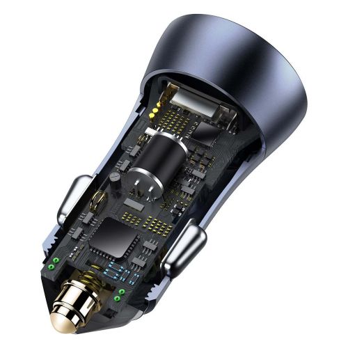 INCARCATOR auto Baseus Golden Contactor,1xUSB Output 5V/3A si 1xUSB Type-C Output 5V/3A,40W,cablu 5A USB la USB Type-C de 1m,pt. bricheta auto,gri "TZCCJD-0G" (timbru verde 0.8 lei)-6953156201958 - Image 16