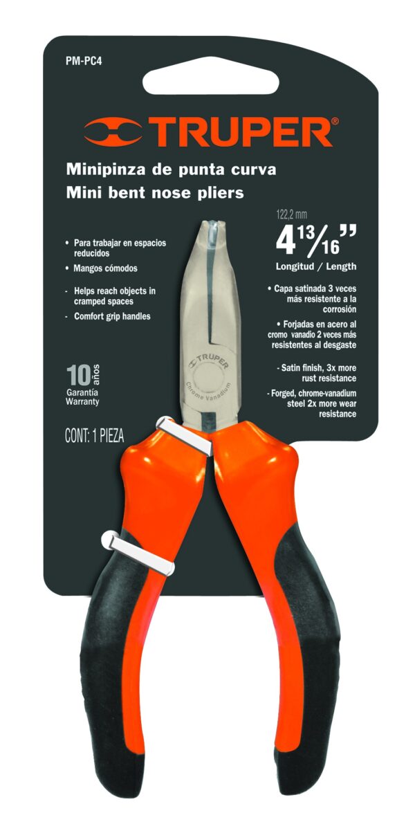 Bent nose plier 12cm, comfort grip Truper®