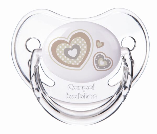 CANPOL BABIES Orthodontic silicone soother  0-6 months (1 pc) Newborn baby 22/565 beige hearts - Image 2