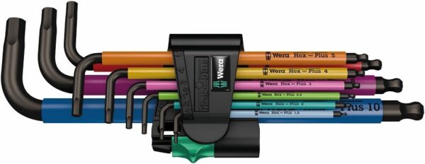 HEX-Plus L-key set 9pcs Wera 950/9 1.5-10mm, multicolour, BlackLaser