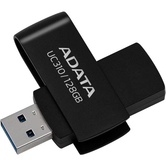 MEMORIE USB 3.2 ADATA 128 GB, protectie slide laterala, carcasa plastic, negru, "UC310-128G-RBK" (timbru verde 0.03 lei) - Image 2