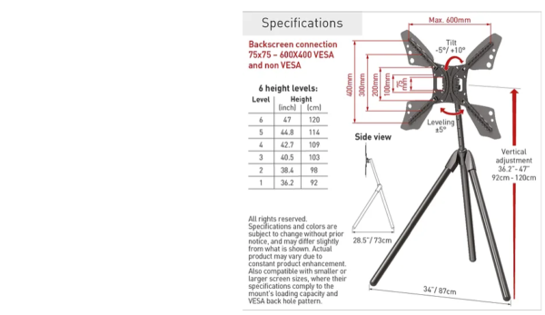 Barkan Portable Tripod Floor Sta 13"-83" "DTP410"