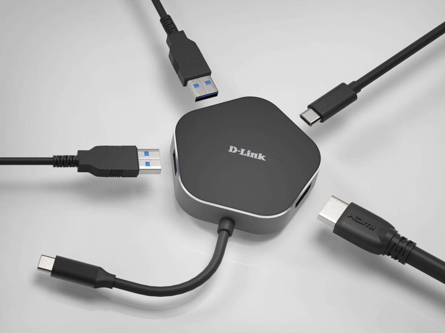HUB extern D-LINK, porturi USB 3.0 x 2, HDMI x 1, USB Type C x 1, conectare prin USB 3.0 Type C, cablu 11.5 cm, negru, "DUB-M420" (timbru verde 0.8 lei)
