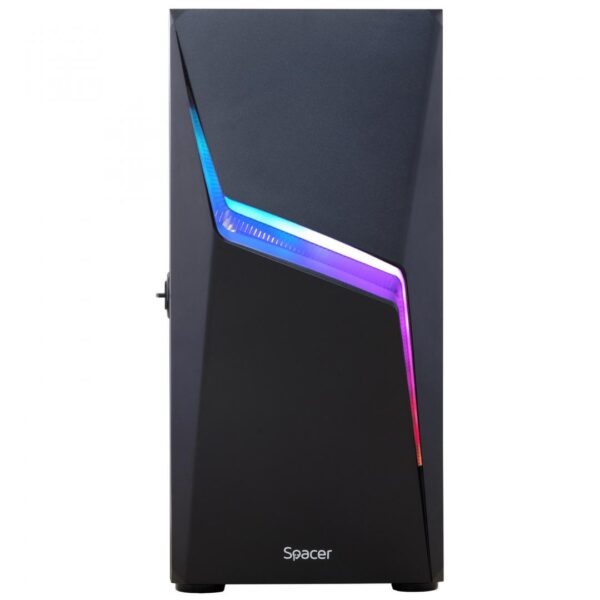 CARCASA  SPACER - gaming, Middle Tower, ATX, "THUNDER", fara sursa, usa sticla securizata (balama), banda LED RGB, USB 2.0 x 2, USB 3.0 x 1, HD-Audio Jack 3.5mm x 2, mesh , "SPGC-THUNDER" - Image 7