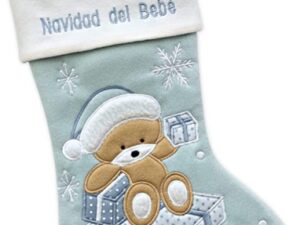 Ecost Heart's Sign Babys First Christmas Stockings Blue - Spanish