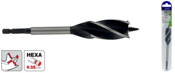 Wood drill bit 24 mm, 4 cutting edges, 1/4 HEX