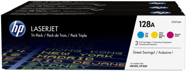 HP (128A) CMY 3-pack LJ Toner Cart, 3 x 1 300 str, CF371AM originál - Image 2